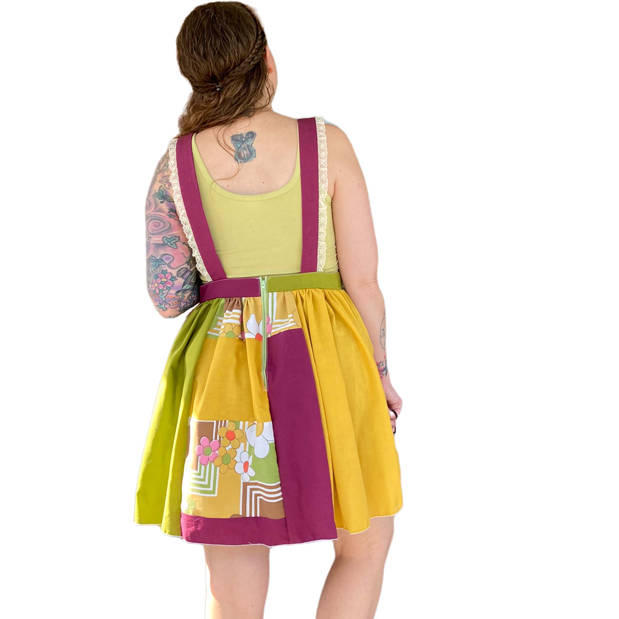The Anomaly Pinafore Dress (wine & gold)
