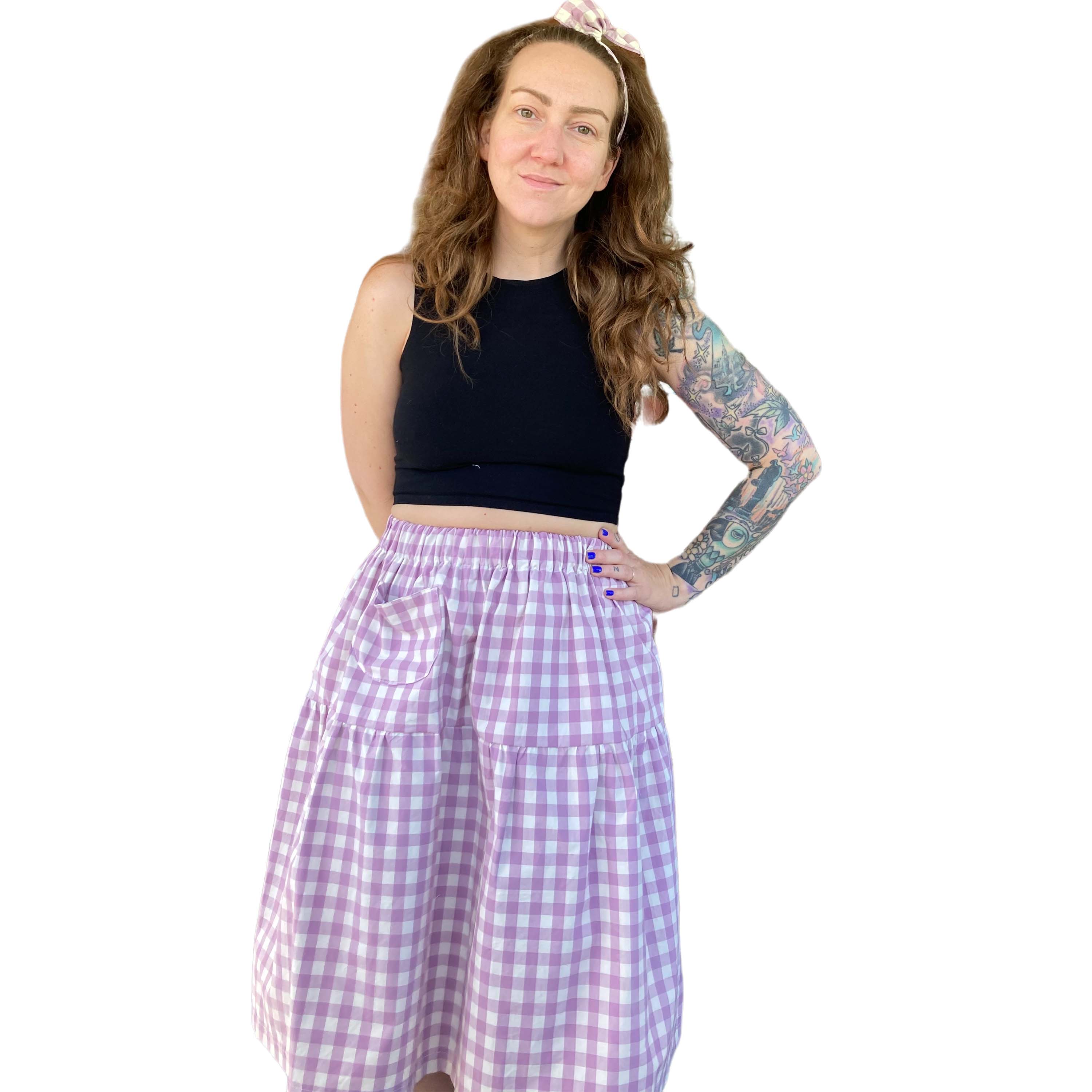The Everyday Skirt (Lavender Gingham)